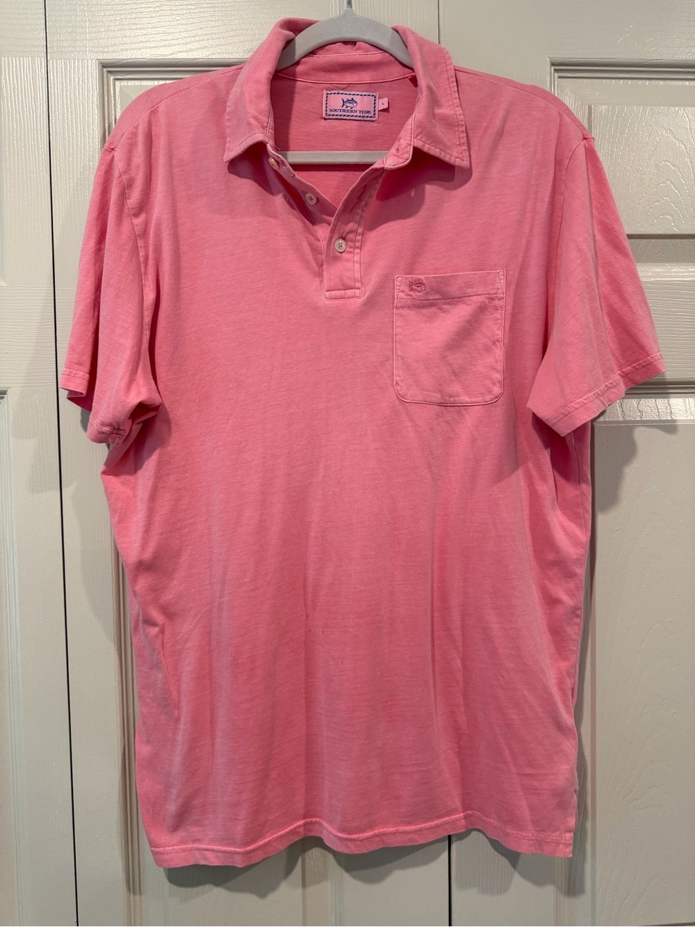 Southern Tide Pink Short-Sleeve Pocket Polo
